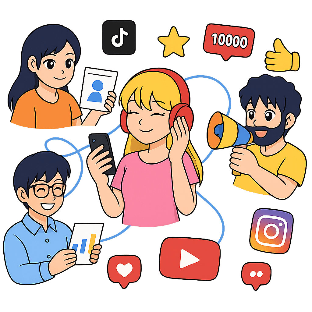 People connected across platforms